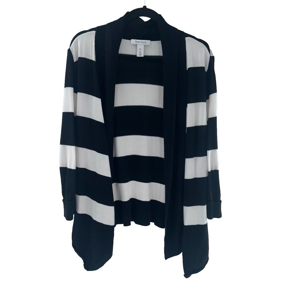 Women's White House Black Market Striped Open Front Cardigan Sweater Size XL